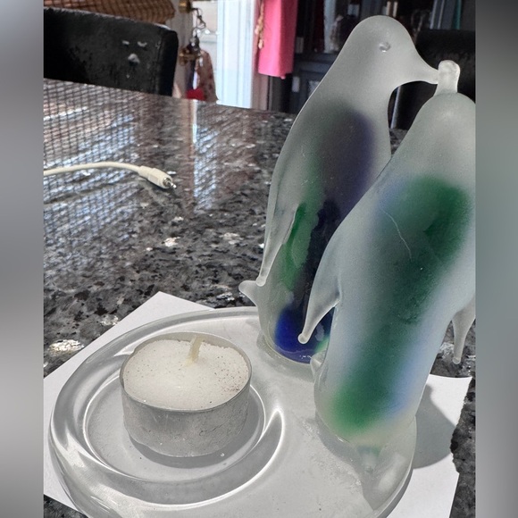 🐧 ❄️Vintage Party Lite Frosted Glass Penguin Tea Light Holder - P7196 ❄️🐧 - Picture 11 of 14